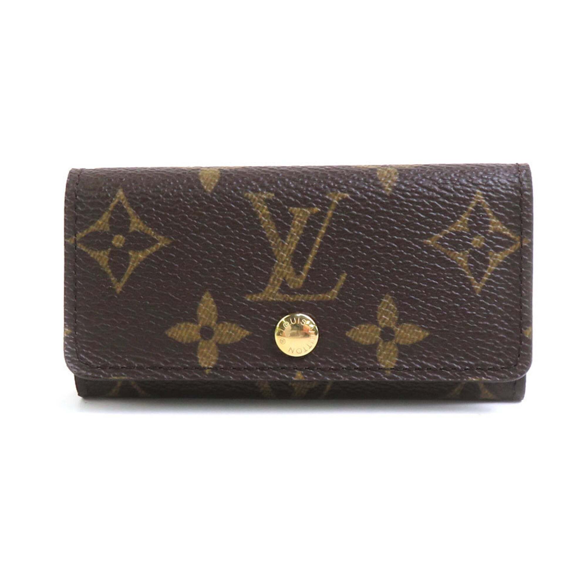 Louis Vuitton Louis Vuitton Key Case Monogram Multicle 4 Canvas Metal Brown G...